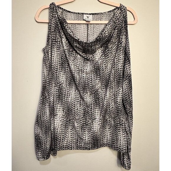Washington Womens long sleeve cold shoulder blouse Size M Neutrual cowl neck - Picture 5 of 12